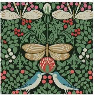 Butterfly Garden Green Metallic Wallpaper - AC9161