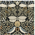 Butterfly Garden Black Metallic Wallpaper
