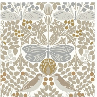 Butterfly Garden Wallpaper in White