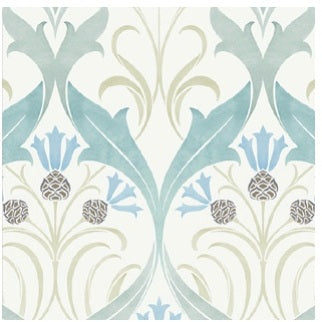 Pine Cone Ribbon Teal Wallpaper - AC9171