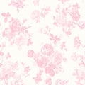 LoveShackFancy Everblooming Rosettes Cabbage Rose Bouquets Wallpaper in Pink Jam