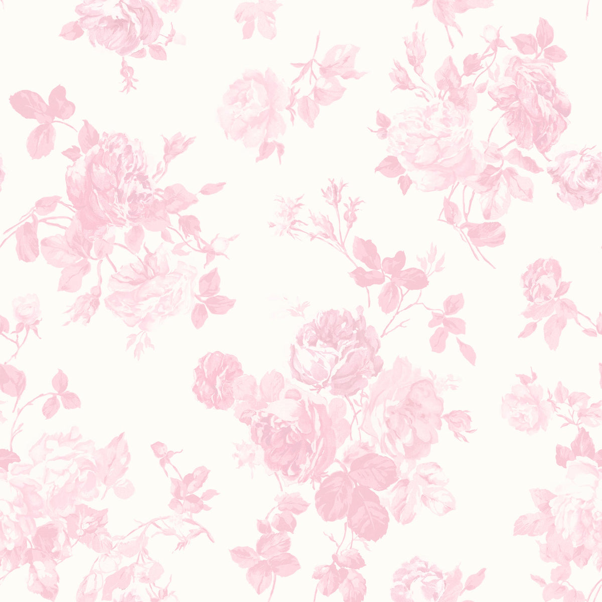 LoveShackFancy Everblooming Rosettes Cabbage Rose Bouquets Wallpaper in Pink Jam