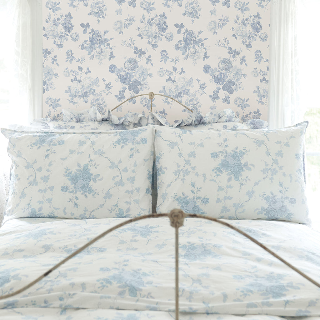 LoveShackFancy Everblooming Rosettes Cabbage Rose Bouquets Wallpaper wallpaper detail or room view