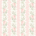 LoveShackFancy Blooming Heirloom Rose Stripe Wallpaper in Marie Pink
