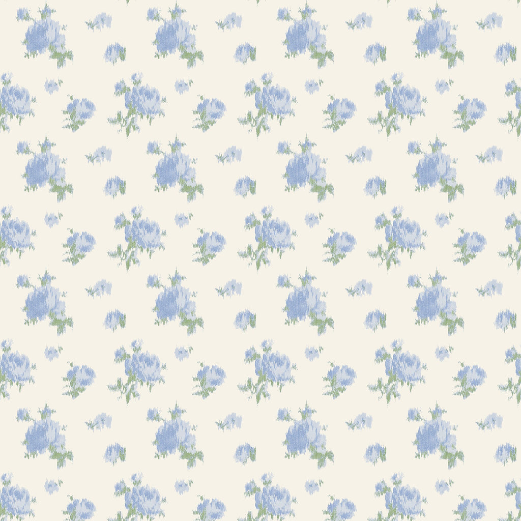 LoveShackFancy Ikat Rose Small Print Wallpaper in Blue