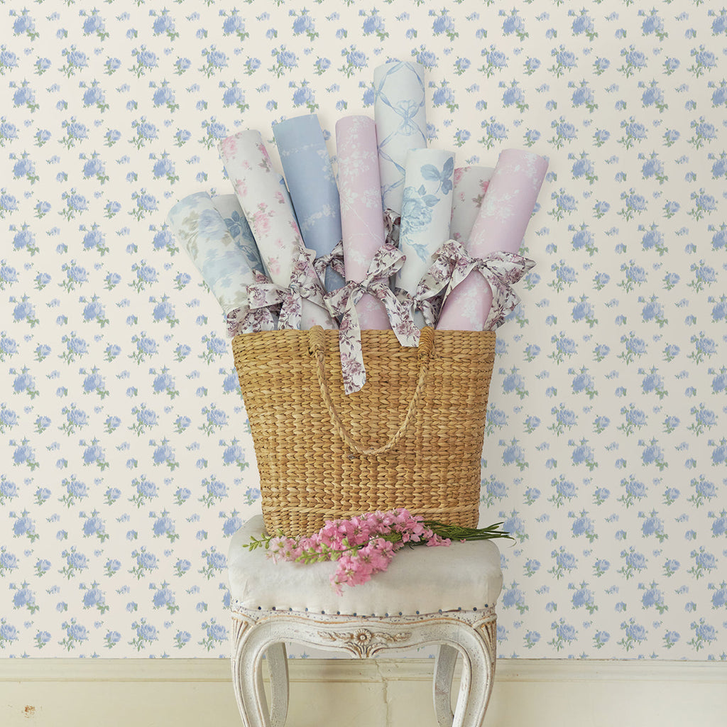 LoveShackFancy Ikat Rose Small Print Wallpaper wallpaper detail or room view