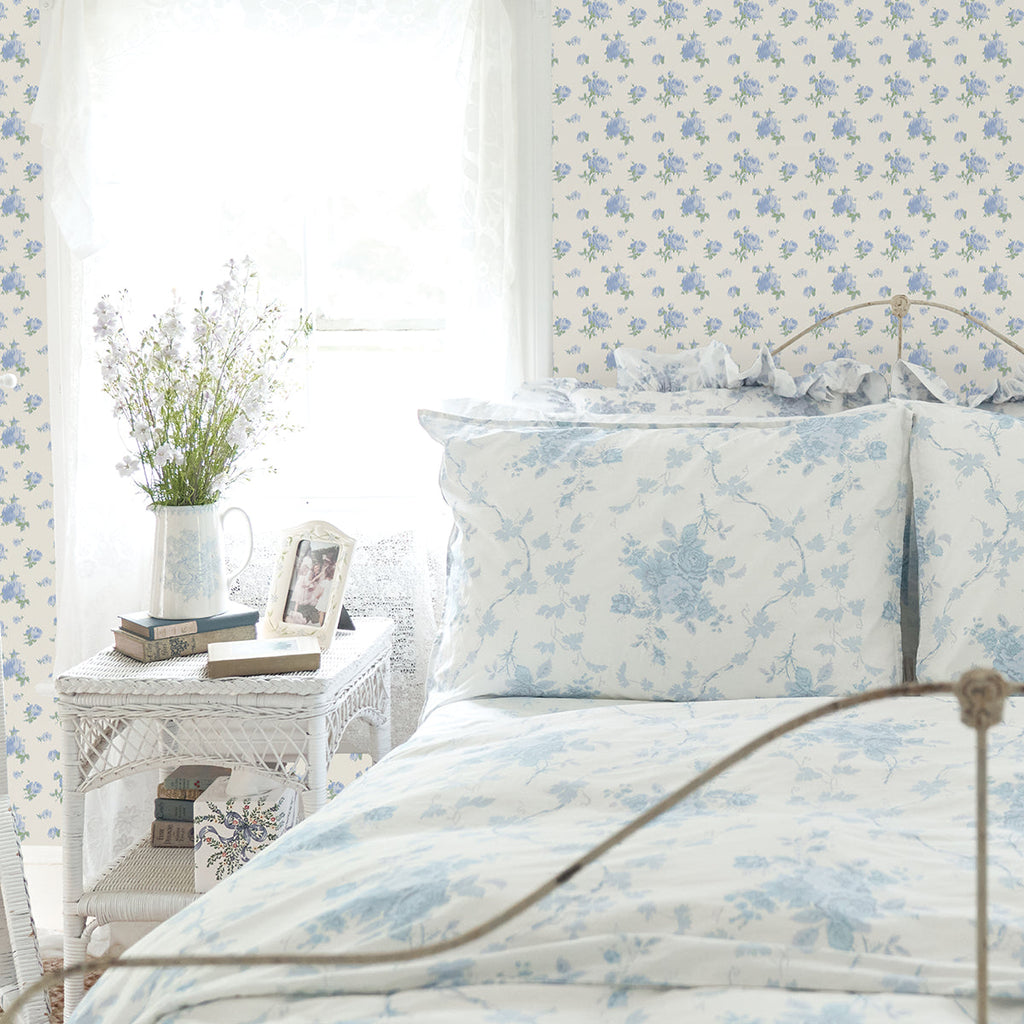 LoveShackFancy Ikat Rose Small Print Wallpaper wallpaper detail or room view
