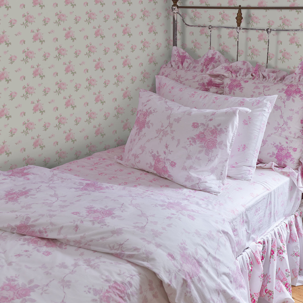 LoveShackFancy Ikat Rose Small Print Wallpaper wallpaper detail or room view