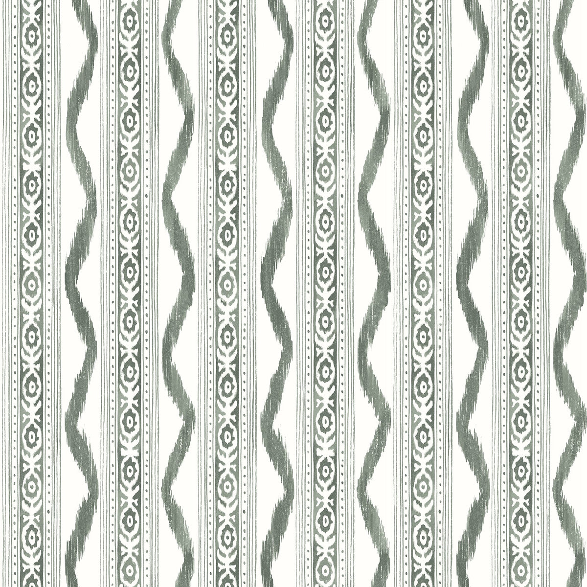 Rhys IKAT Stripe Wallpaper in Green