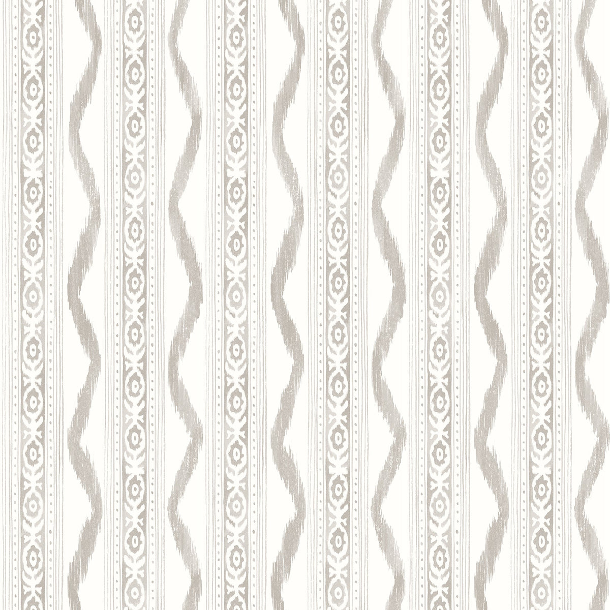 Rhys IKAT Stripe Wallpaper in Stone