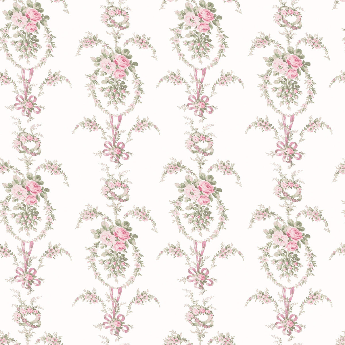 LoveShackFancy Rose Cheeks Floral Cluster Wallpaper in Party Pink