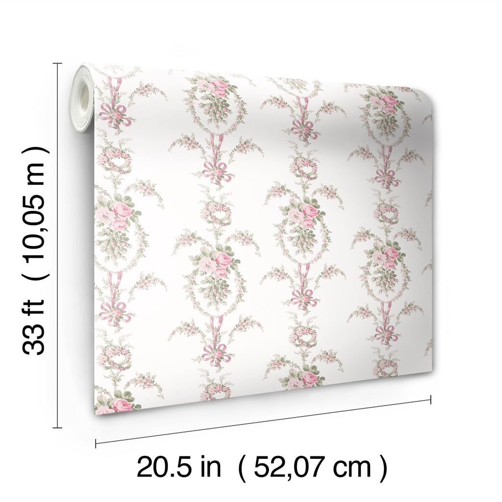 LoveShackFancy Rose Cheeks Floral Cluster Wallpaper wallpaper detail or room view