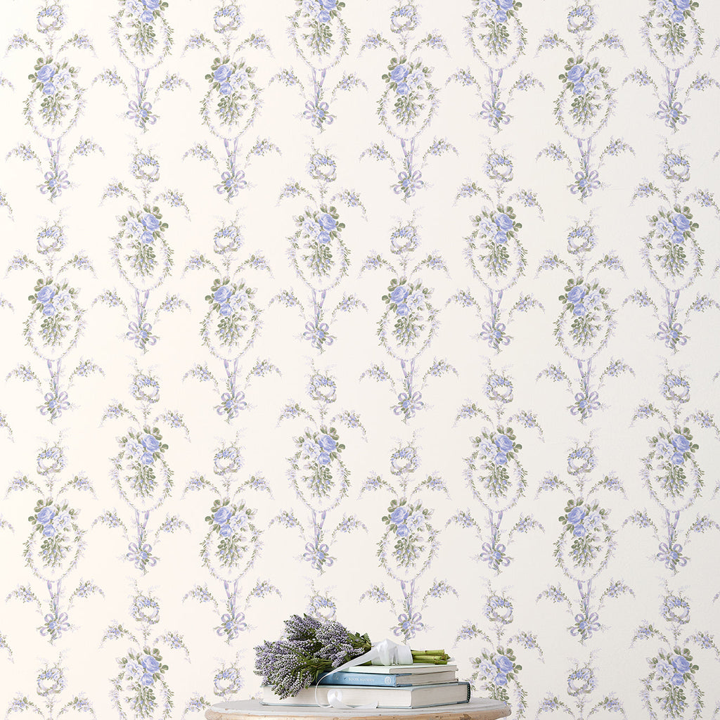 LoveShackFancy Rose Cheeks Floral Cluster Wallpaper wallpaper detail or room view