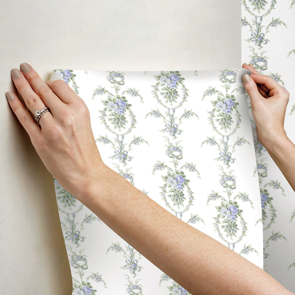 LoveShackFancy Rose Cheeks Floral Cluster Wallpaper wallpaper detail or room view