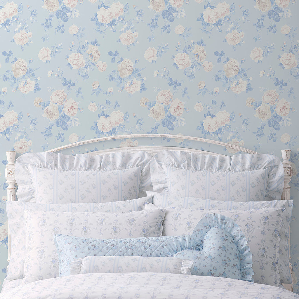 LoveShackFancy Everblooming Rosettes Cabbage Rose Bouquets Wallpaper wallpaper detail or room view