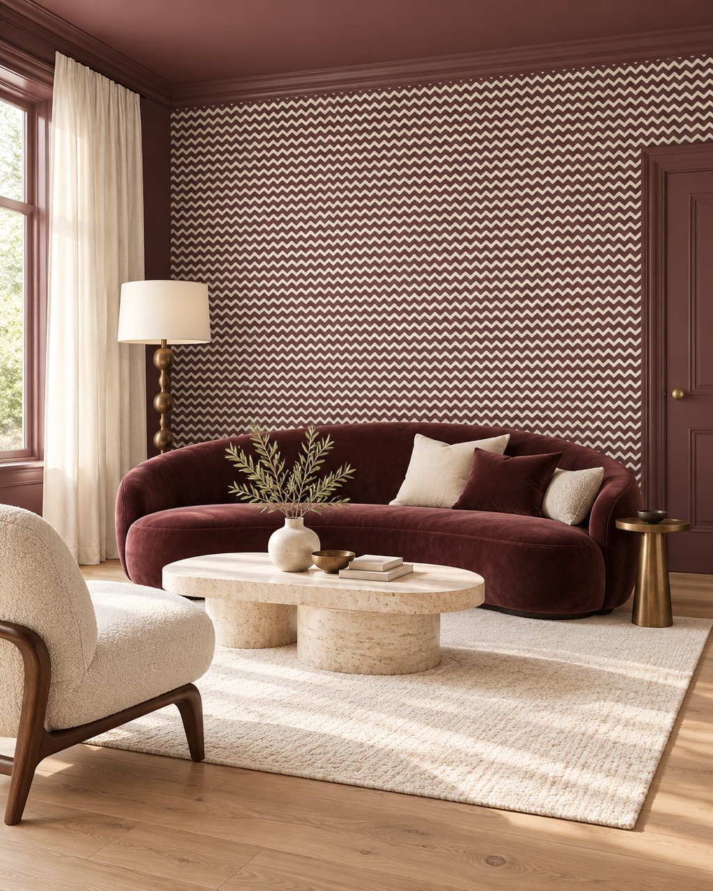 ZIG ME UP — CORDOVAN CHEVRON WALLPAPER