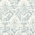 Velvet Crush Damask Wallpaper in Blue & Pearl