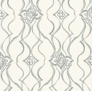 Pirouette White & Silver Wallpaper - DF3373