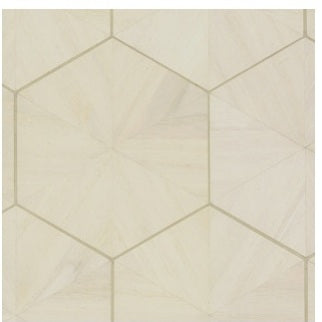 Hexagram Wood Veneer Off White Wallpaper - HO2101