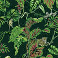 Jungle Cat Wallpaper in Dark Green