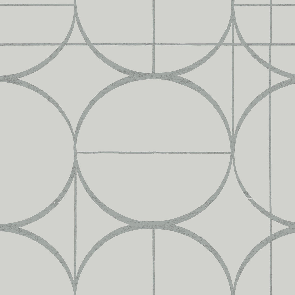 Sun Circles Wallpaper in Fog & Silver