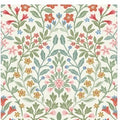 Garden Terrace Wallpaper in White & Multicolor