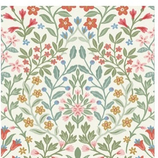 Garden Terrace Wallpaper in White & Multicolor