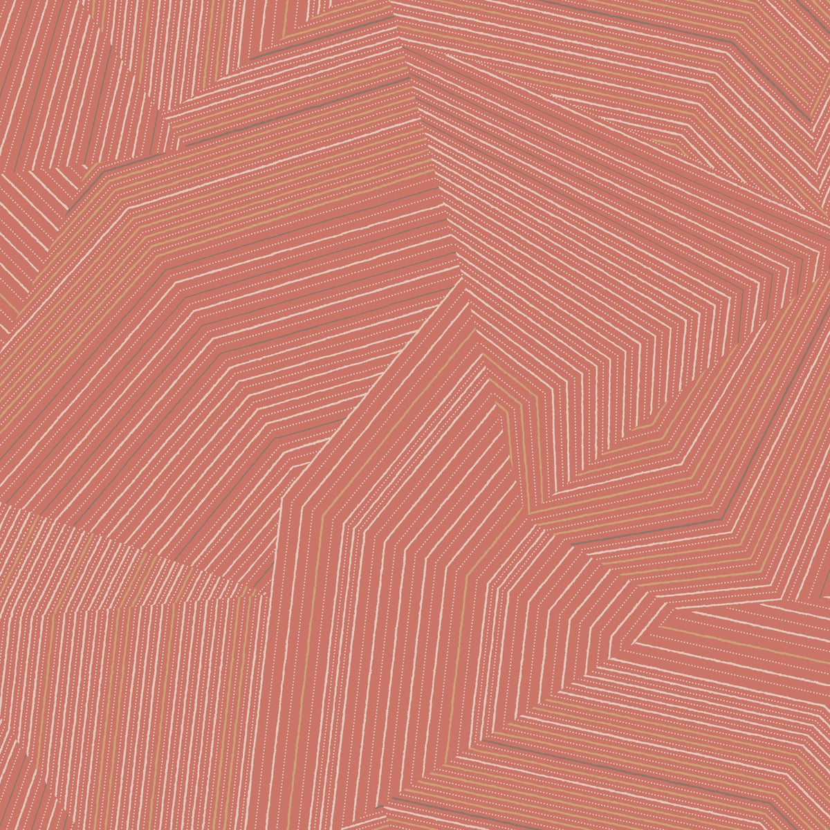 Dotted Maze Wallpaper in Desert Red