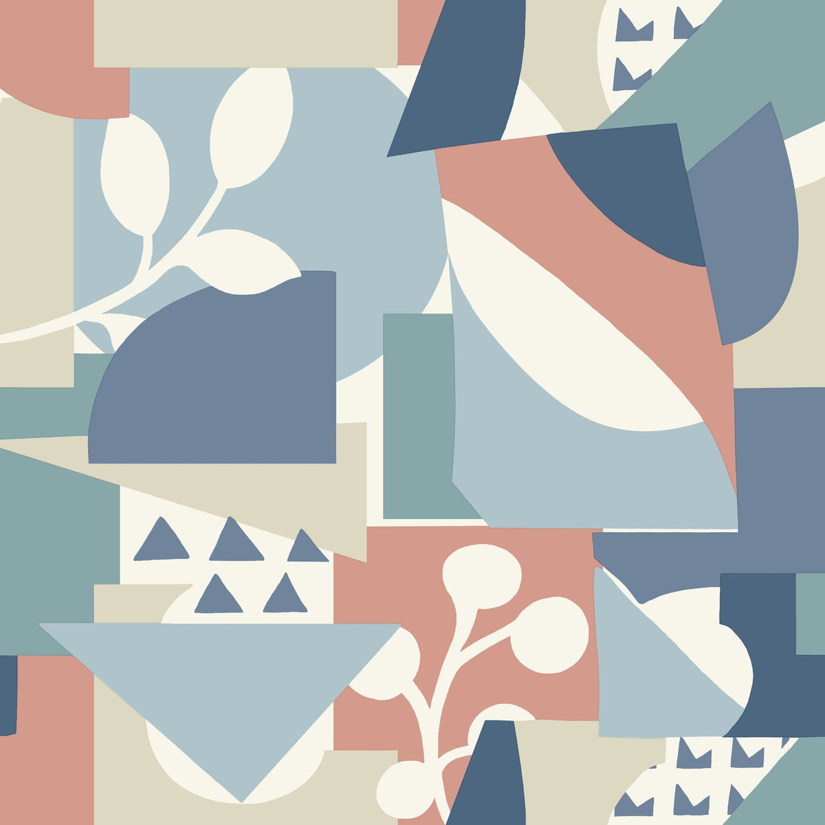 Cut Outs Wallpaper in Blue Multi