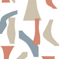 Modernist Coral & Blue Peel & Stick Wallpaper