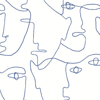 Pablo Portraits Peel & Stick Wallpaper in Blue