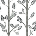 Aviary Branch Peel & Stick Wallpaper in Grey
