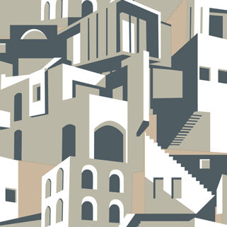 Architectural over Architectural Beige & Grey Peel & Stick Wallpaper - PSW1248RL