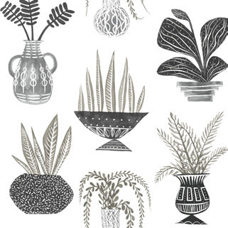 Plant Party Peel & Stick Wallpaper in Black