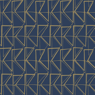 Love Triangles Peel & Stick Wallpaper in Blue & Gold Metallic