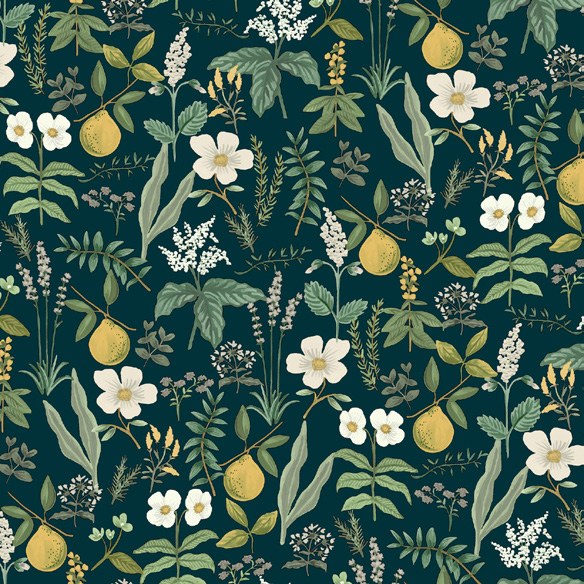 Herb Garden Botanical Premium Peel + Stick Wallpaper in Cream