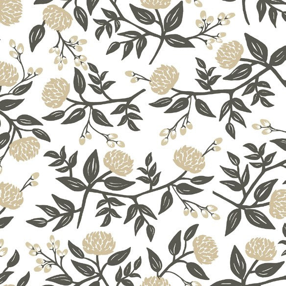 Peonies Gold Floral Premium Peel + Stick Wallpaper wallpaper