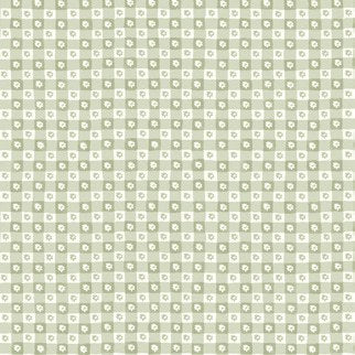 Daisy Gingham Green Floral Check Premium Peel + Stick Wallpaper wallpaper