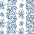 Beaumont Blue Floral Stripe Wallpaper by Antonina Vella