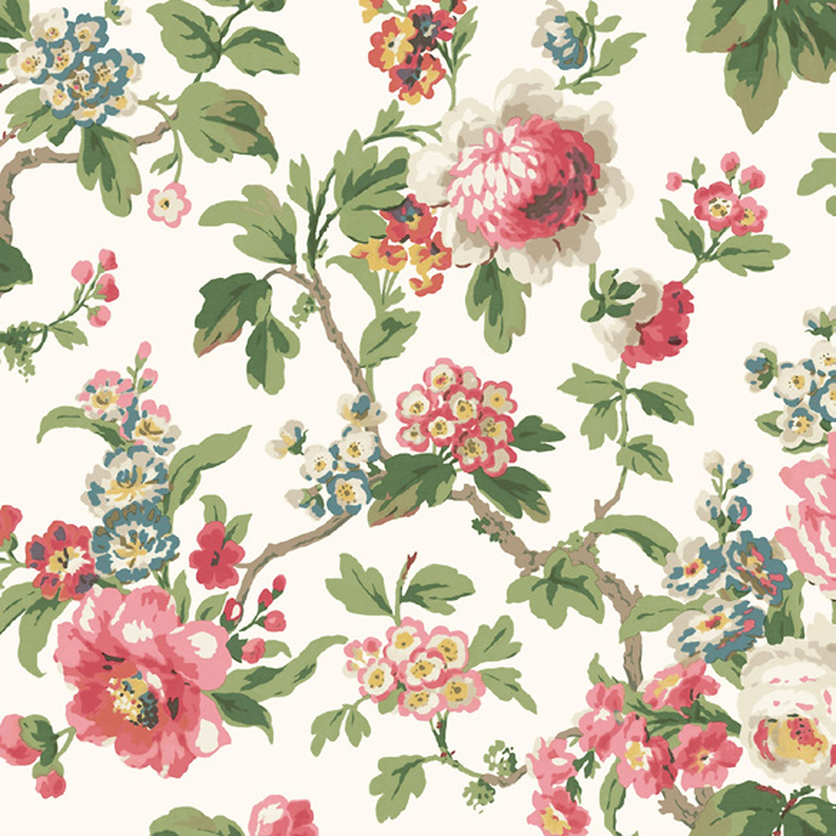 Beatrix Vintage Floral Wallpaper in Fuchsia