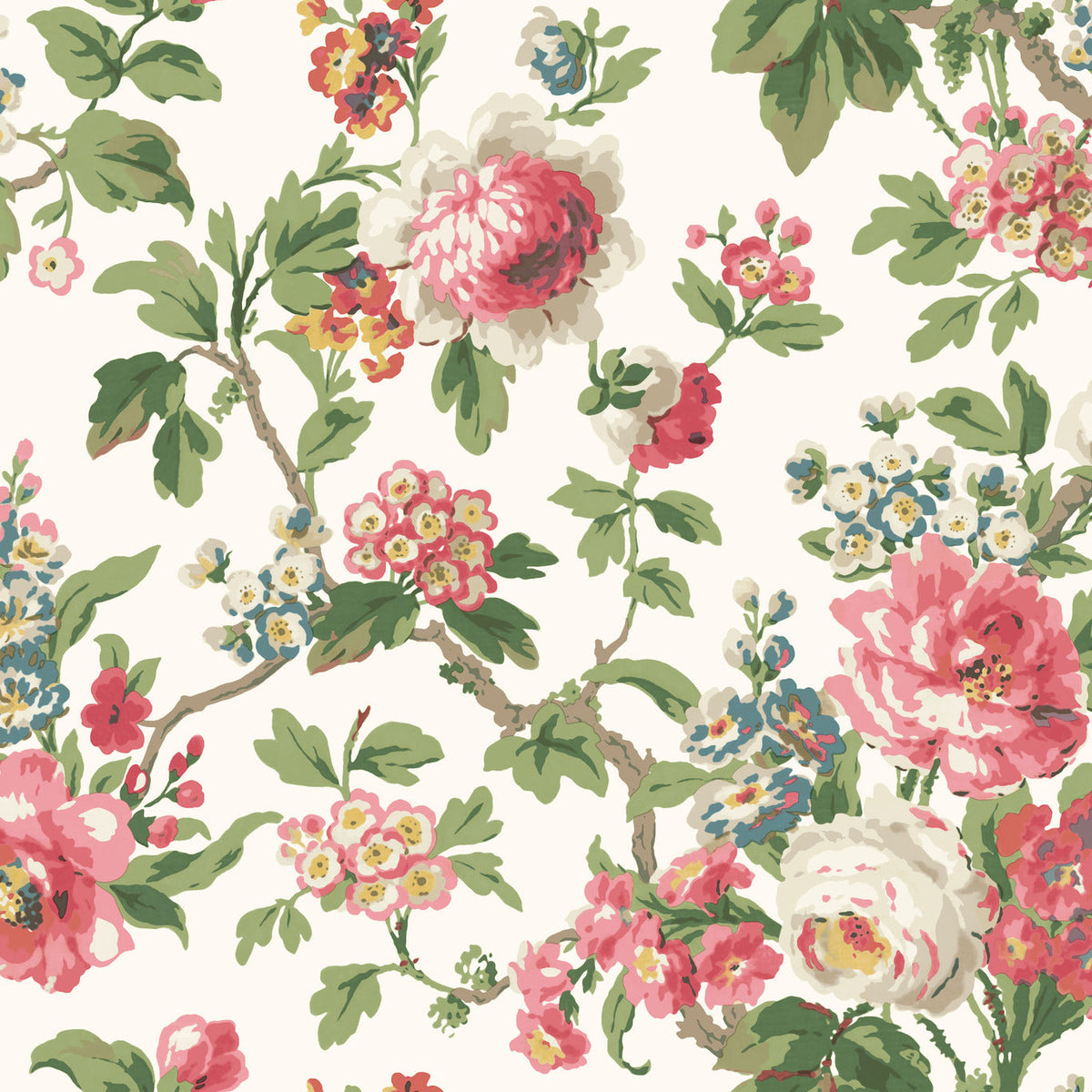 Beatrix Vintage Floral Wallpaper in Fuchsia