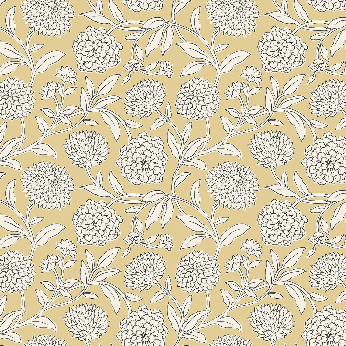 Chatsworth Garden Floral Trail Wallpaper in Butter