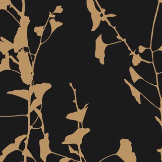 Ginkgo Silhouette Black & Gold Cork Wallpaper wallpaper