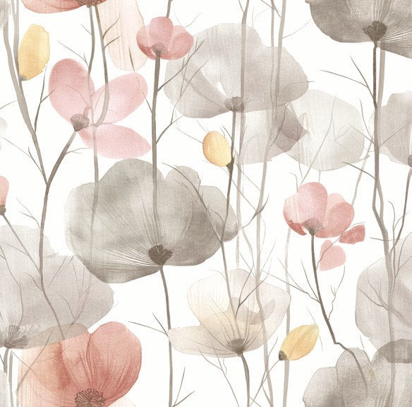 Cotswolds Poppies Pastel Floral Wallpaper wallpaper